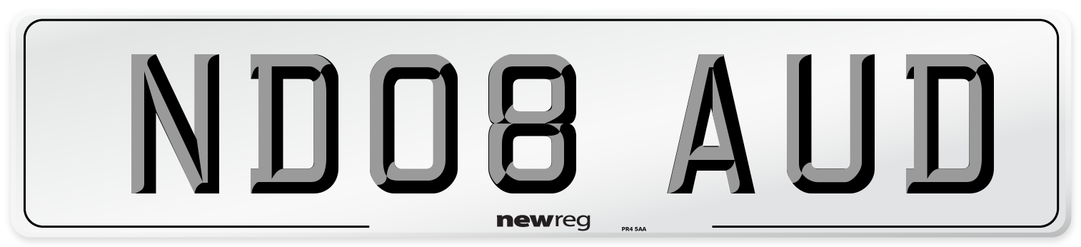 ND08 AUD Number Plate from New Reg